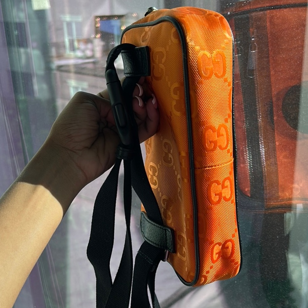 Gucci Off The Grid Orange and Black Belt Bag with Monogram Print - Picture 4 of 7